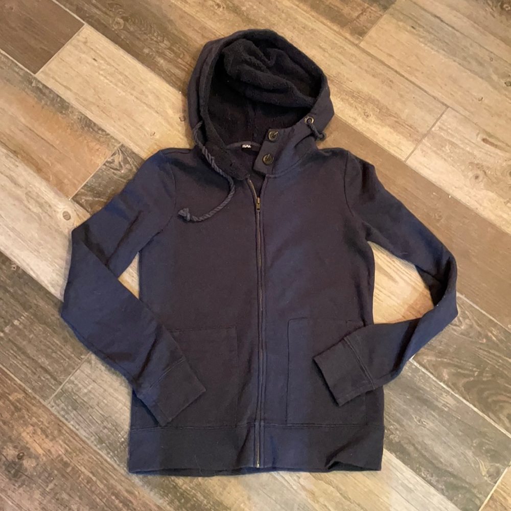BDG fur lined navy zip